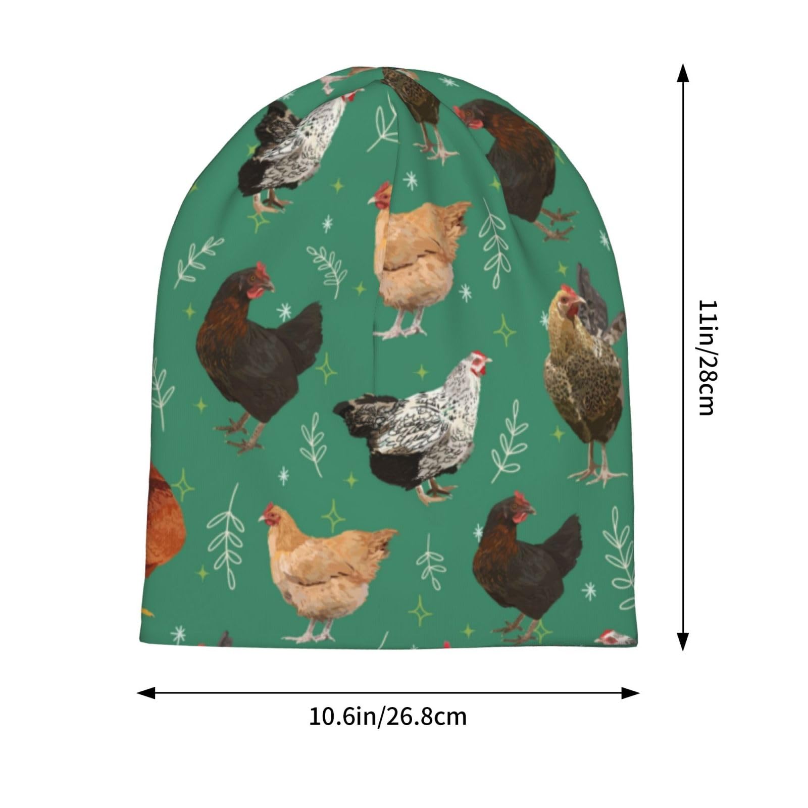 Qurdtt Chicken Pattern Beanie Hat Fashion Warm Skull Cap Adult Chemo Caps Slouchy Cancer Headwear for Women Men