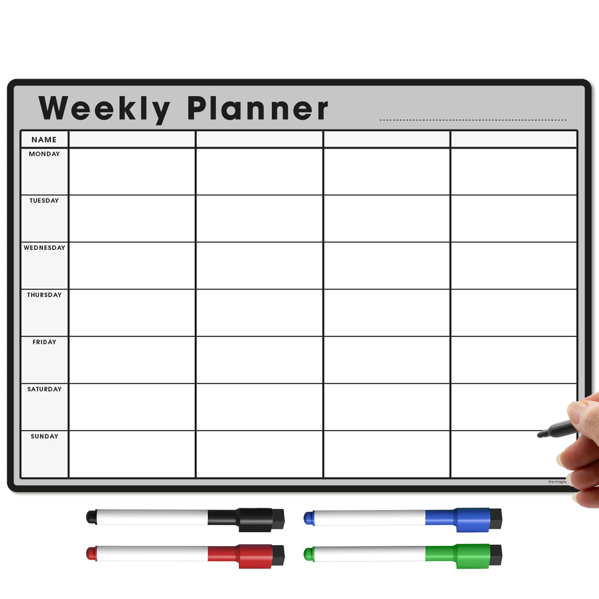 TMS Planificador semanal nevera 297 x 210 mm calendario magnética borrado seco