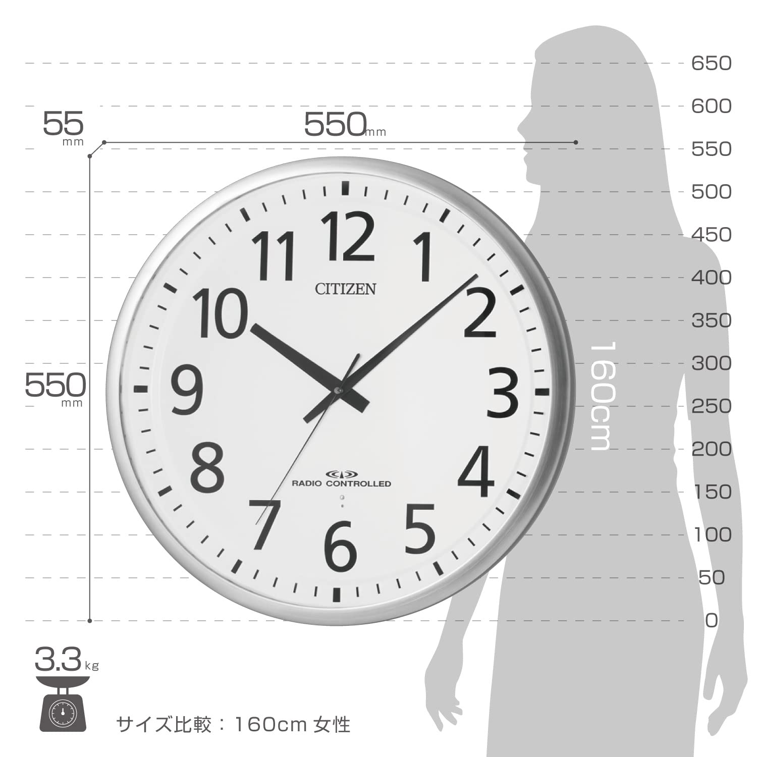 Amazon.co.jp: リズム(RHYTHM) シチズン 掛け時計 電波時計 連続秒針 