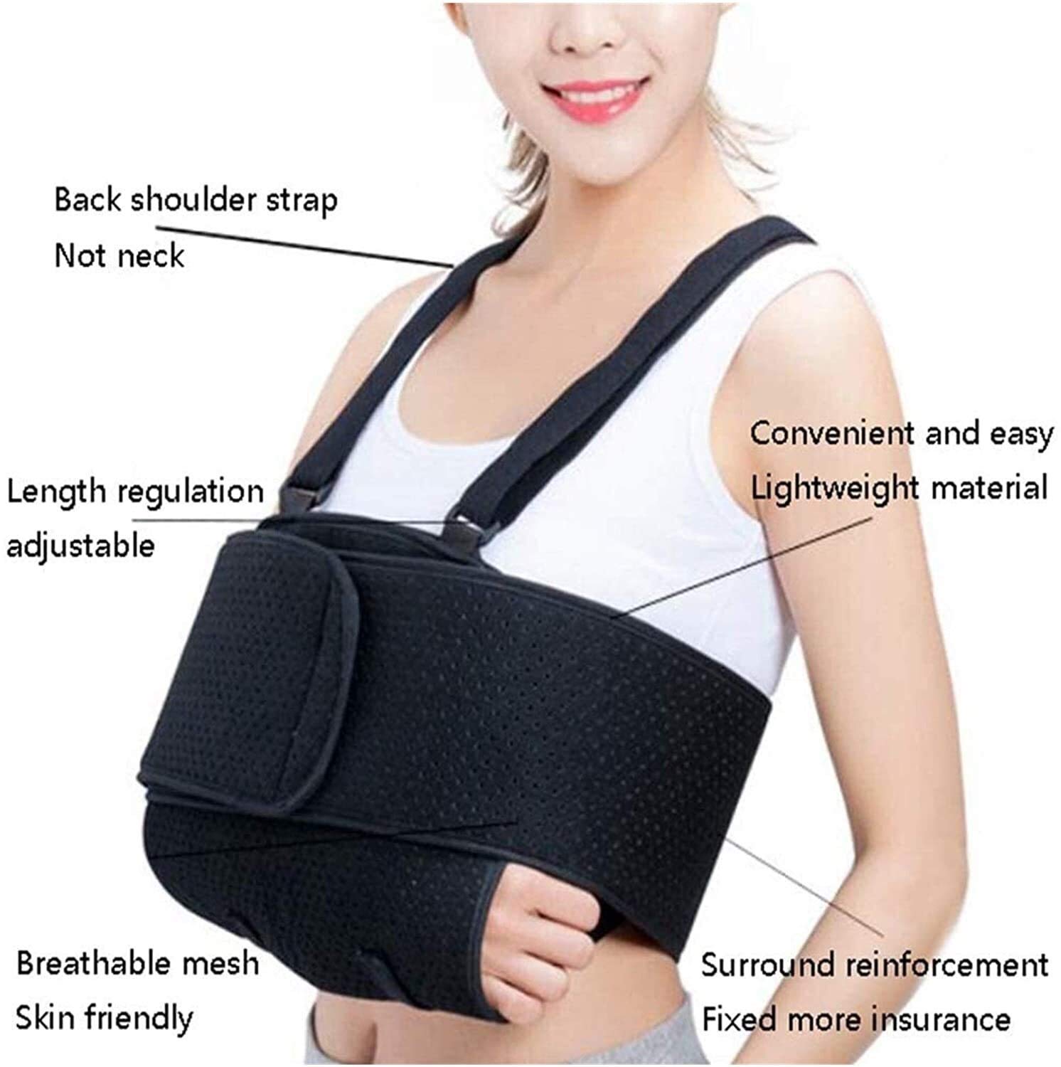 Inmovilizador de Hombro con Cabestrillo de Brazo portátil, Soporte de Brazo de Codo Izquierdo Derecho Soporte de Soporte de Manguito de rotador Ajustable para Huesos fracturados Rotos, disl