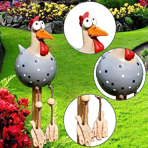 DYOUen Huhn Deko Garten Handarbeit Gartenstecker Weihnachten Hahn Gartenstatue Henne Gartendeko Hühner Gartenfigur Harz Gartendekoration, fur Outdoor Balkon Wohnzimmer (grau)