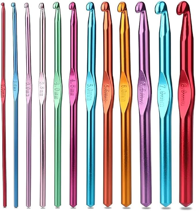 MF® Crochet Hooks Set Aluminium Soft Grip Handle Needles with 12 Knitting Crochet Locking Stitch Markers Craft Yarn Sewing Tools (2/2.5mm/3mm/3.5mm/4mm/4.5mm/5mm /5.5mm/6mm) (8)-image-36