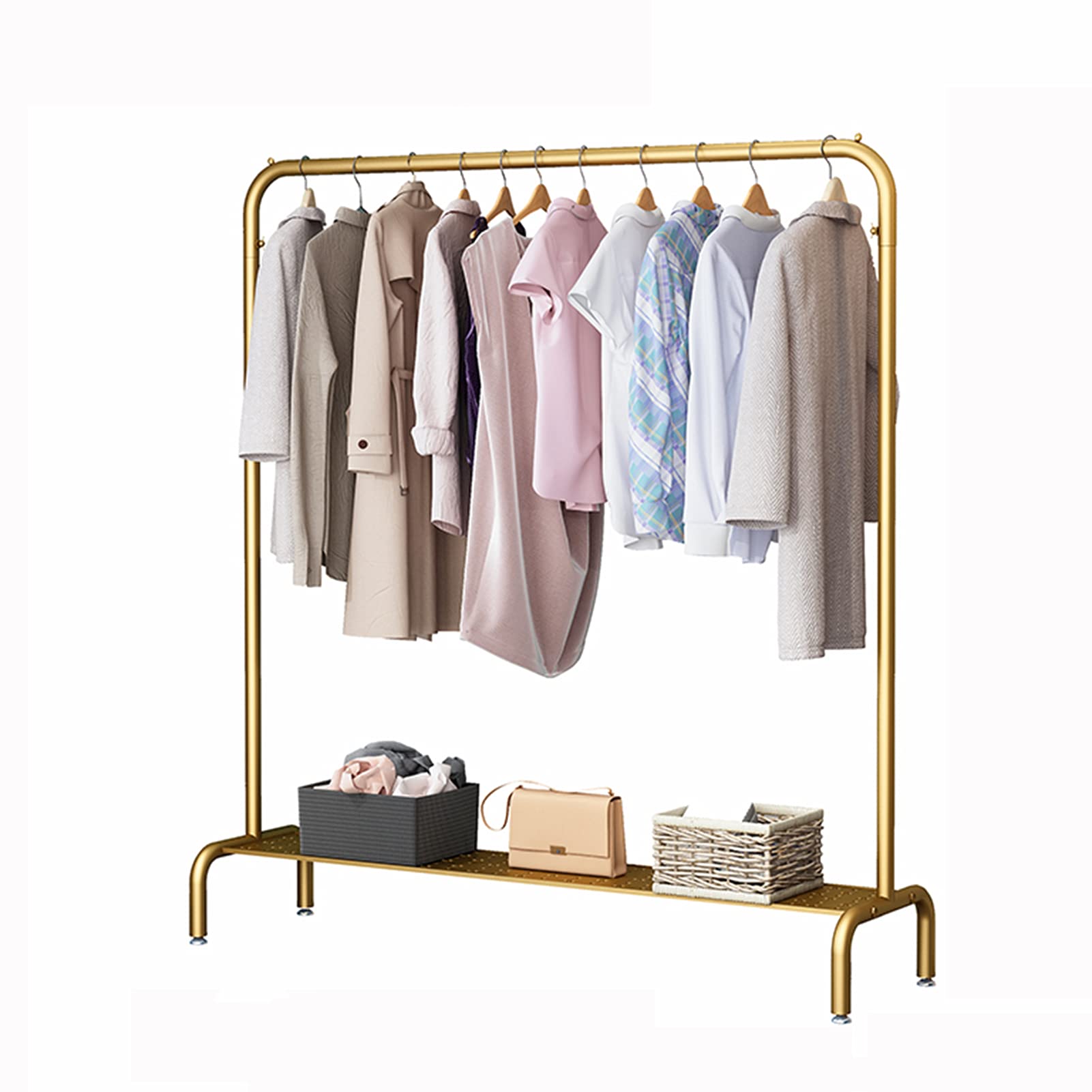 Portant à vêtements avec étagères or pour meuble penderie et présentoir