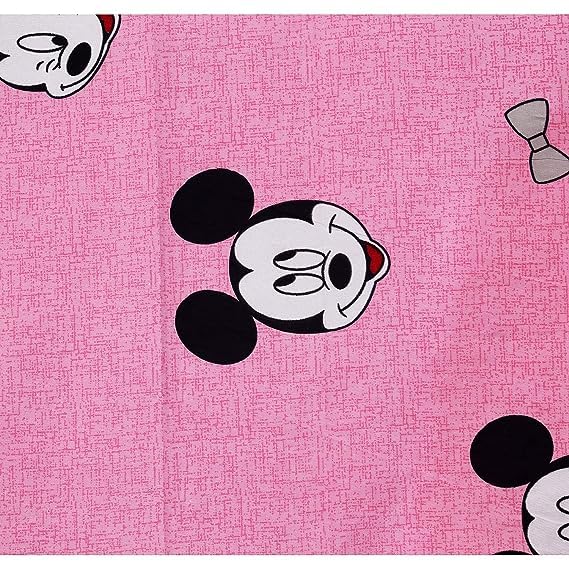 Image of DECORUM 3 D Polycotton Queen Size Bedsheet 90 X 90 Inch with 2 Pillow Cover (Pink Micky)