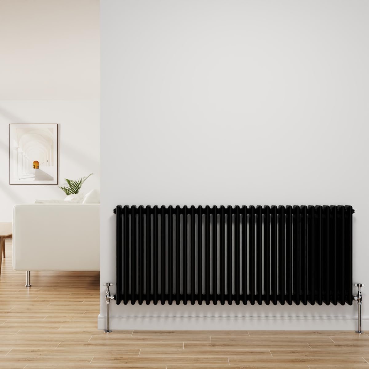 Nrg Black Traditional Radiator Cast Iron 3 Column Horizontal 600X1462mm