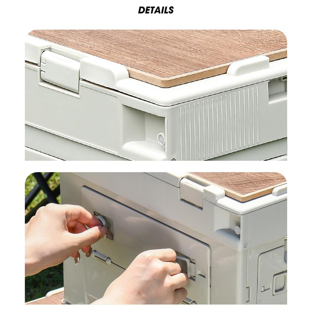 Caja de almacenamiento plegable de 60 litros con tapa de, color negro (Negra)