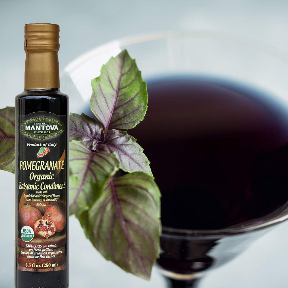 Mantova Organic Pomegranate Balsamic Vinegar of Modena, Perfect for Salad Dressing, Pasta Salad, Ice Cream and Cocktails, 8.5 oz (Pack of 6)