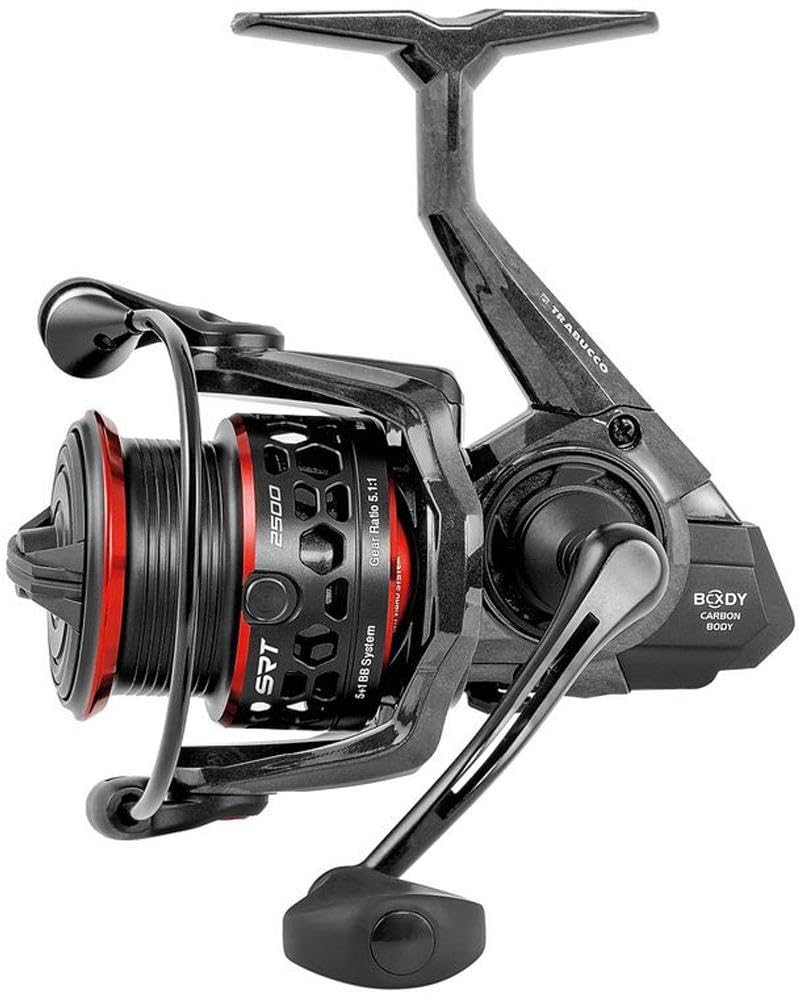 Mulinello Trabucco SRT – Corpo in Carbonio Ultra-Leggero, Frizione Micrometrica Anteriore, Bobina V-Spool in Alluminio – Ideale per Spinning e Feeder Fishing