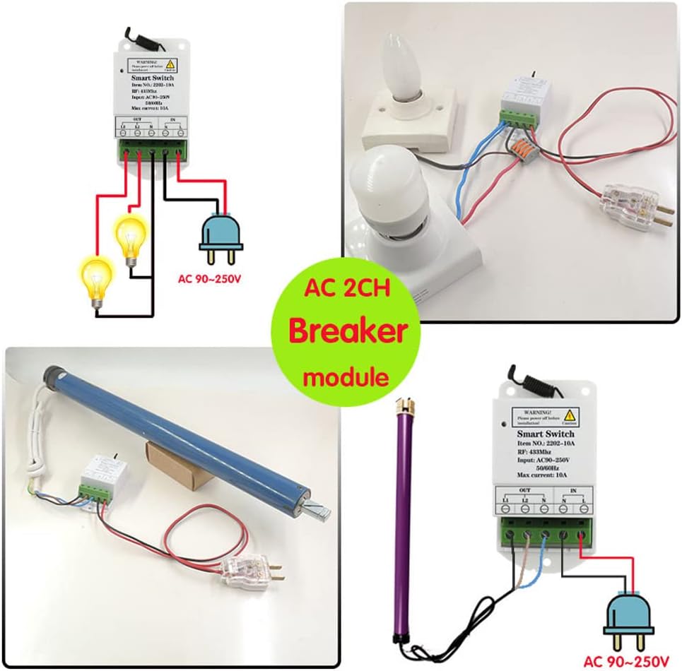 Wiring diagram for the Qiulaofu Smart Switch showing connections for two lights and a motor.