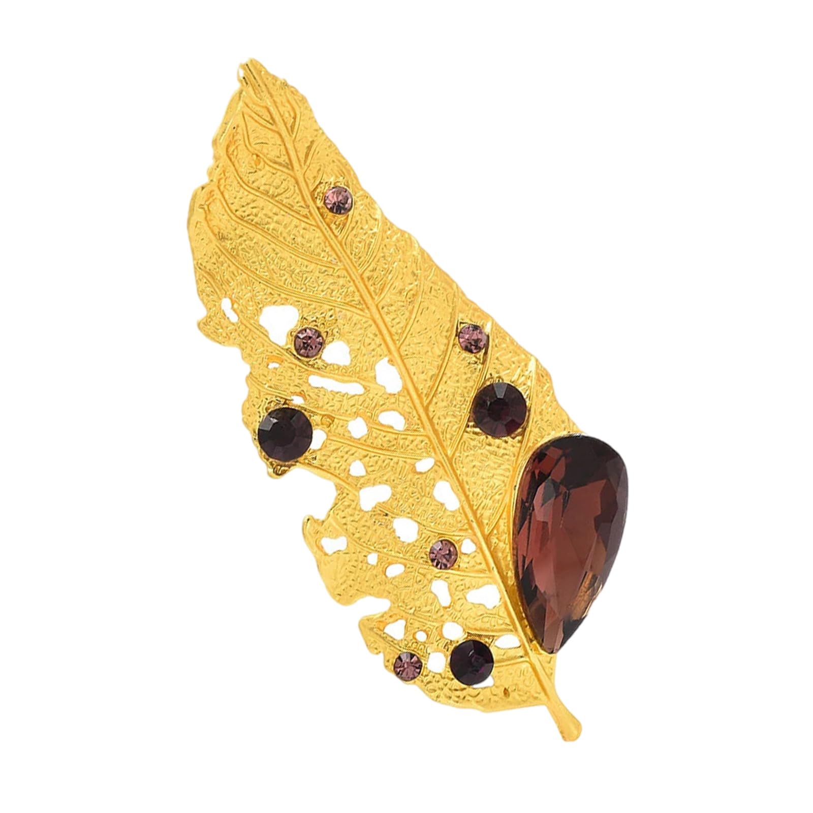 Ljmyy Gold Leaf Brooch with Colorful Crystal for Women and Men Party Wear Accessories Elegant Alloy Breastpin Badge Jewelry brooch