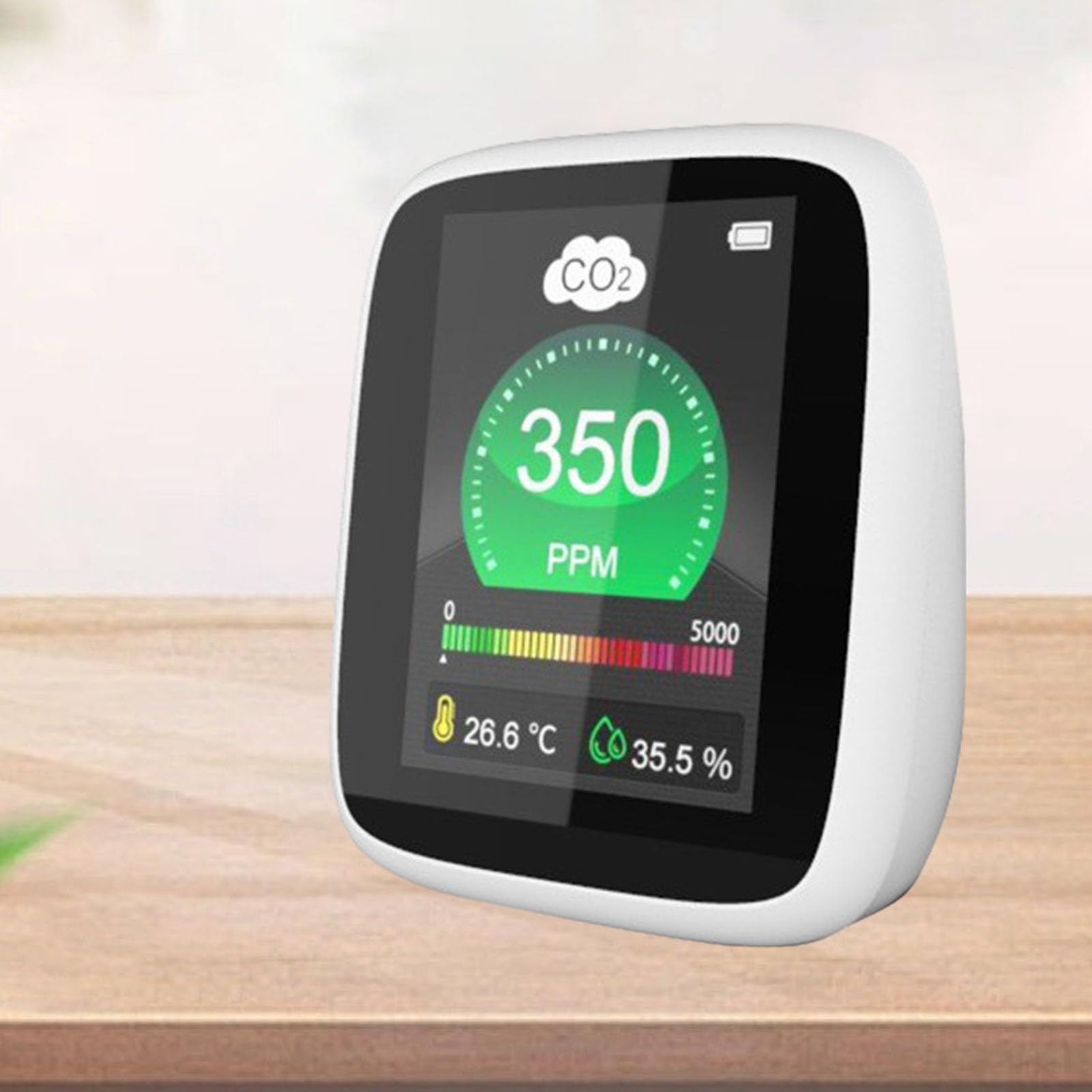 Monitor de CO2 Portátil con Sensor NDIR, Detector de Dióxido de Carbono 3 en 1, Monitor de Calidad del Aire para Viajes en Casa, Oficina, Medidor de Temperatura y Humedad, Alarma de 400