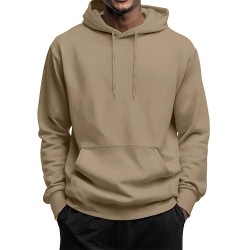 Men Plain Solid Color Pullover Hoodie Long Sleeve Pullover Oversized