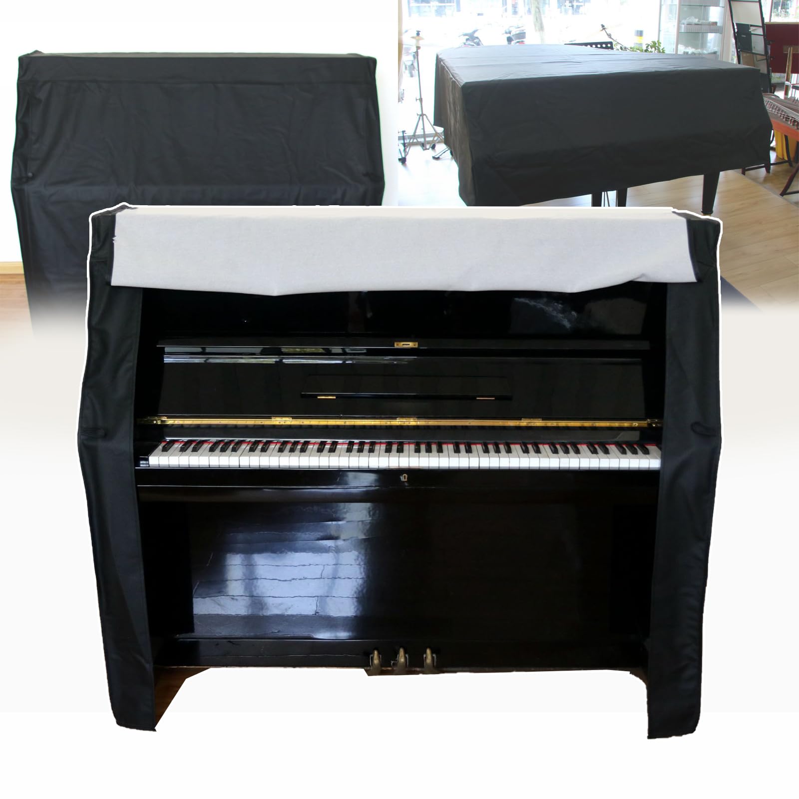 Couverture piano verticale complète tissu protecteur anti-poussière 155 cm