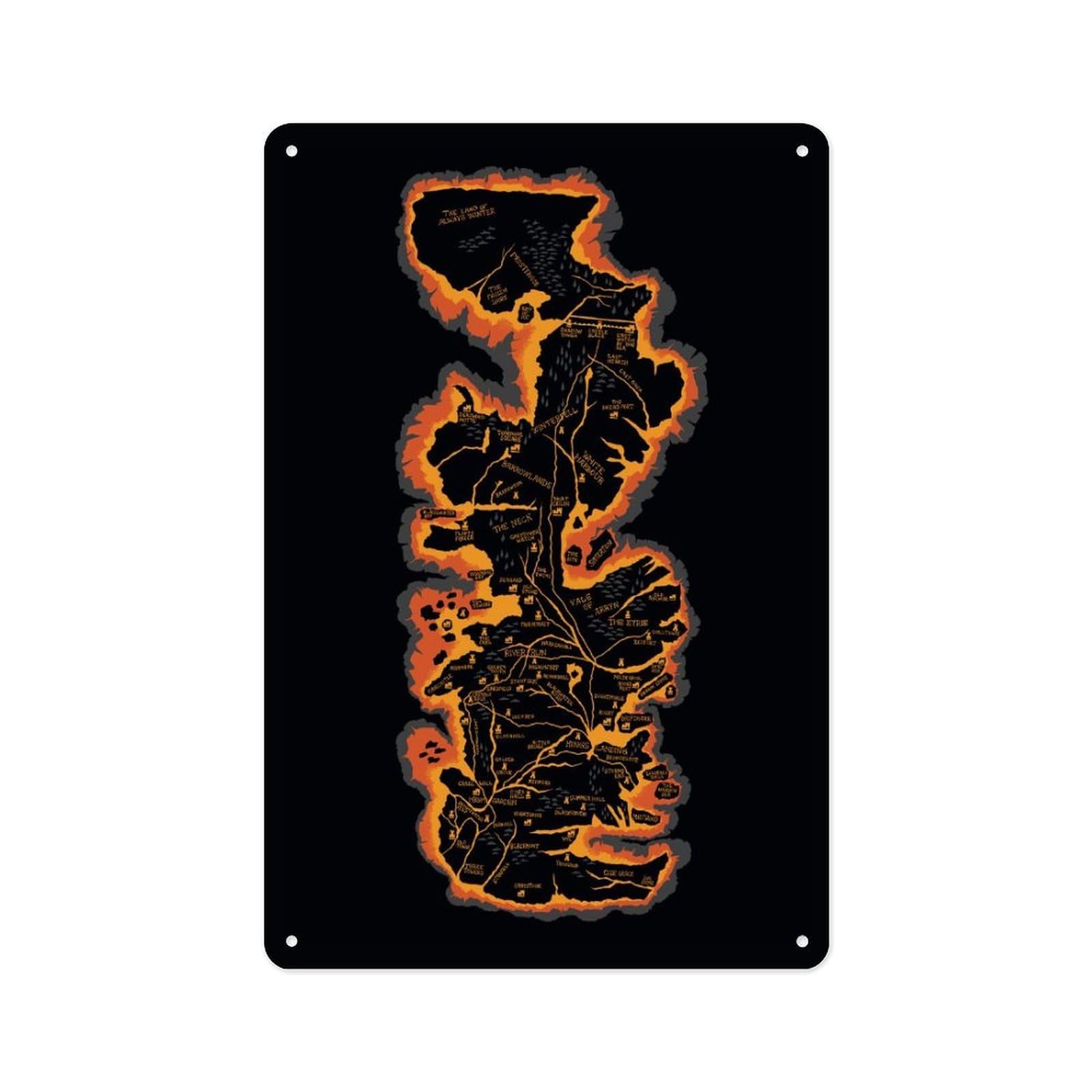 peiyeety Metal Tin Sign 8 X 12 Inch - Westeros in Flames - Vintage Poster Metal Plaque, Wall Decor for Bathroom, Living Room, Bedroom, Office, Study, Café, Events, Restaurants Decoration