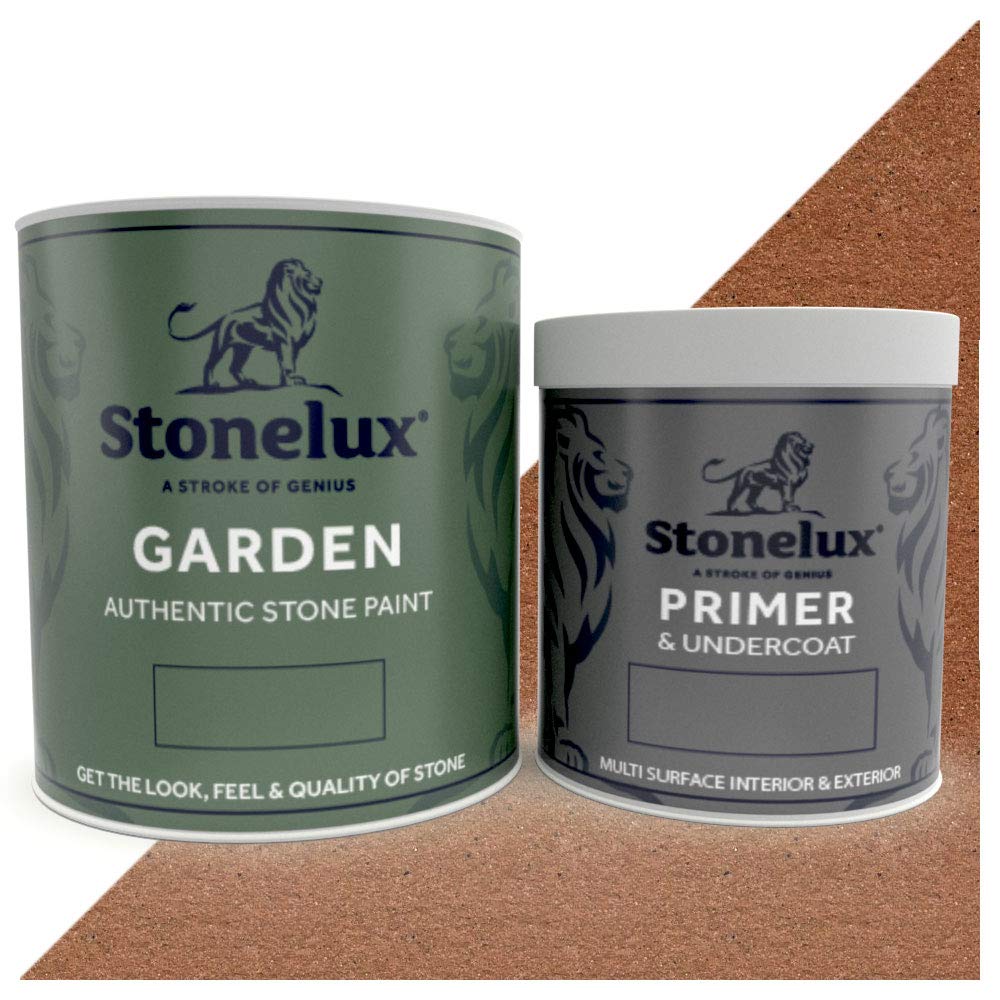 StoneLux® Garden Stone Coating - Stone Effect Garden Paint (2.5 Litre & 1 Litre Primer, TERRACOTTA) — image 1