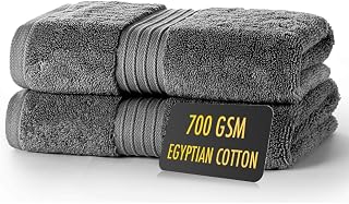 ALSAP Charcoal Hand Towels Pack of 2 - Ultra Soft Super Absorbent 700 GSM Egyptian Cotton Towels - Bathroom Linen Sets - Luxury Hotel Quality Cotton Hand Towels Set Convenient Size 50x90 cm