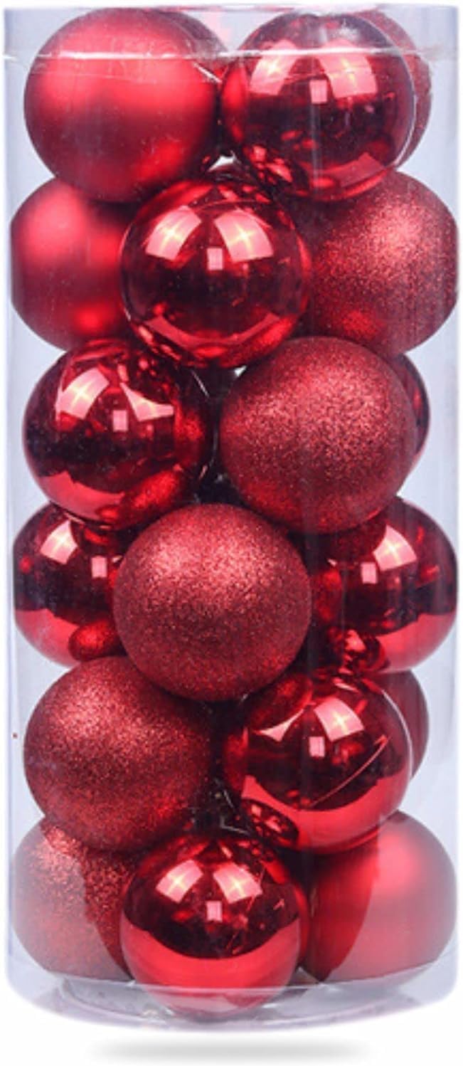 Christmas Baubles Christmas Tree Decorations Plastic Ball Ornaments Round Baubles Set Reusable