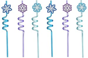 Snowflake Disposable Straws (12-Pack): Perfect for Kids' Parties and Festivities