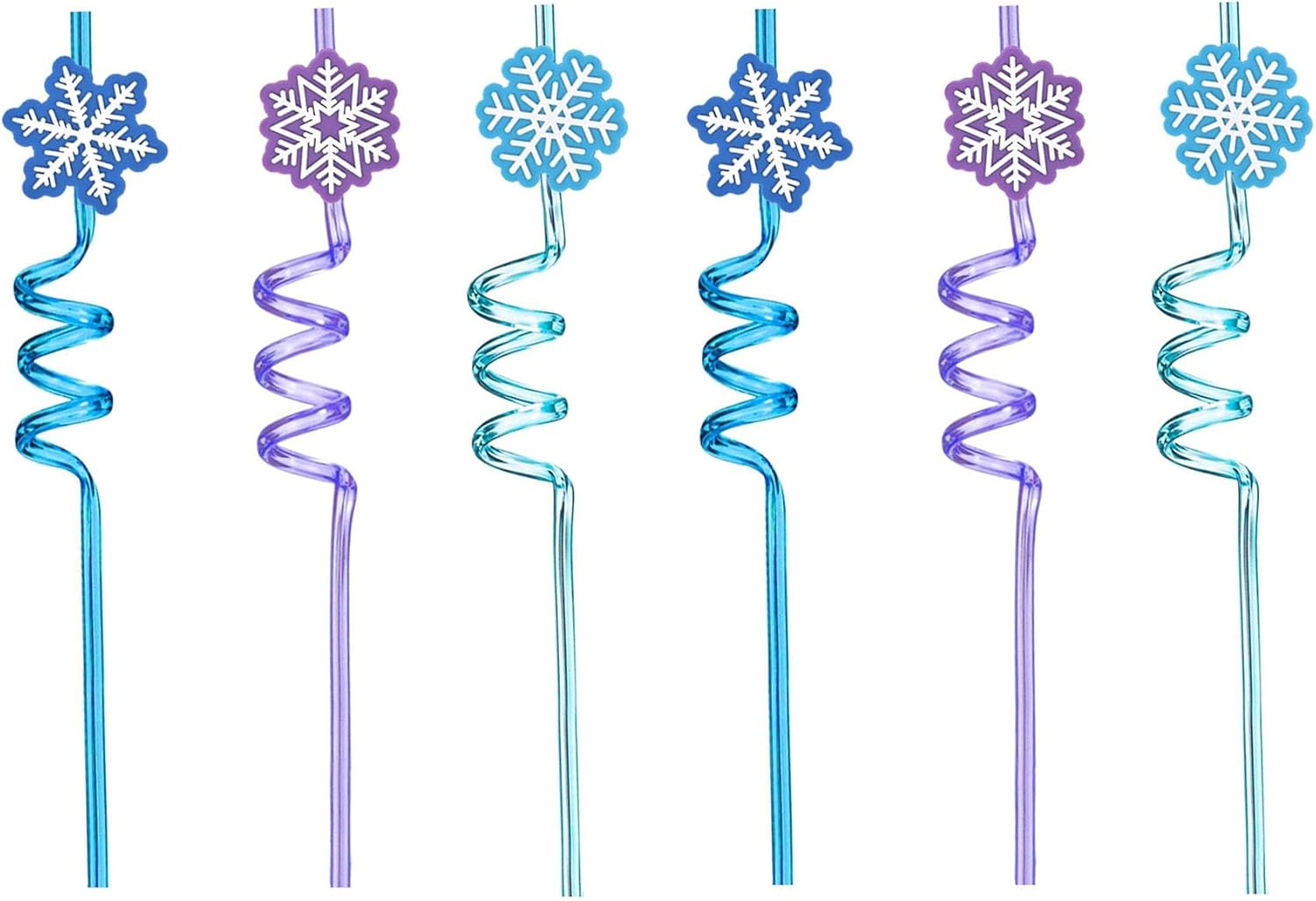 24pcs (3 Styles) Drinking Plastic Straws Party Supplies Snowflake Reusable Straws with 2 Brushes for Kids Birthday Pool Underwater Party Decorations Gift (Snowflake 24pcs)
