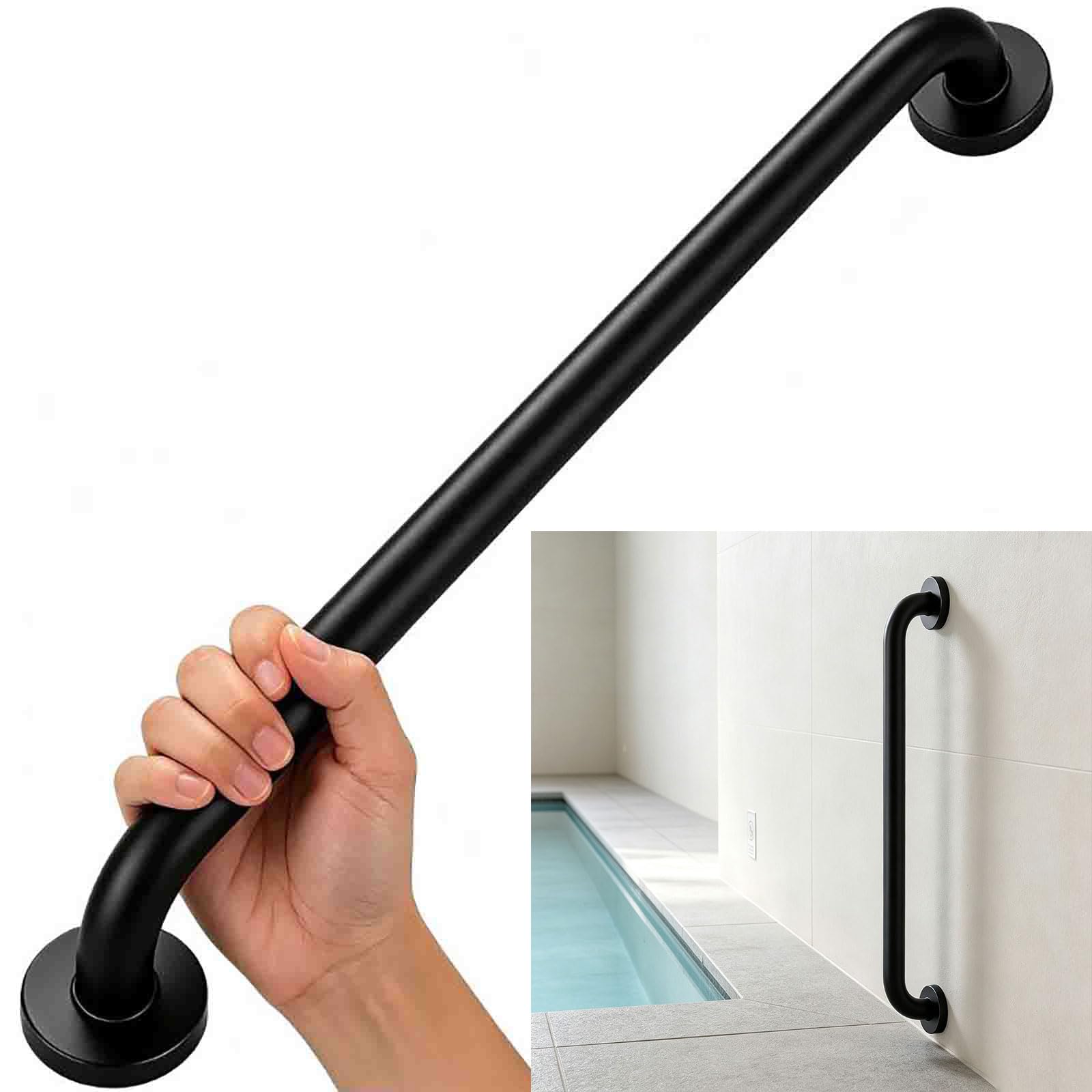 Czarny uchwyt łazienkowy stal 304 30/40/60cm prysznic