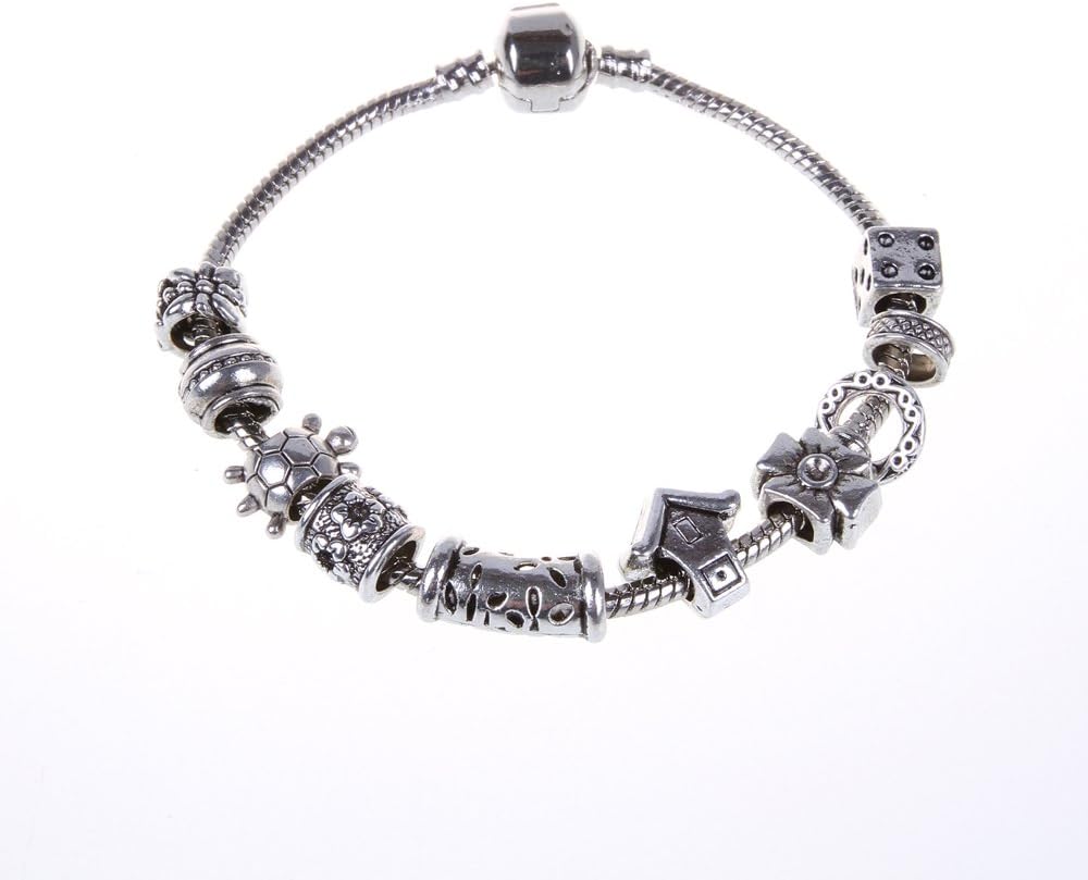 RUBYCA Tibetan Silver Color Loose Charm Beads and 1pcs European Charm Bracelet 8.3 Inch - Image 2