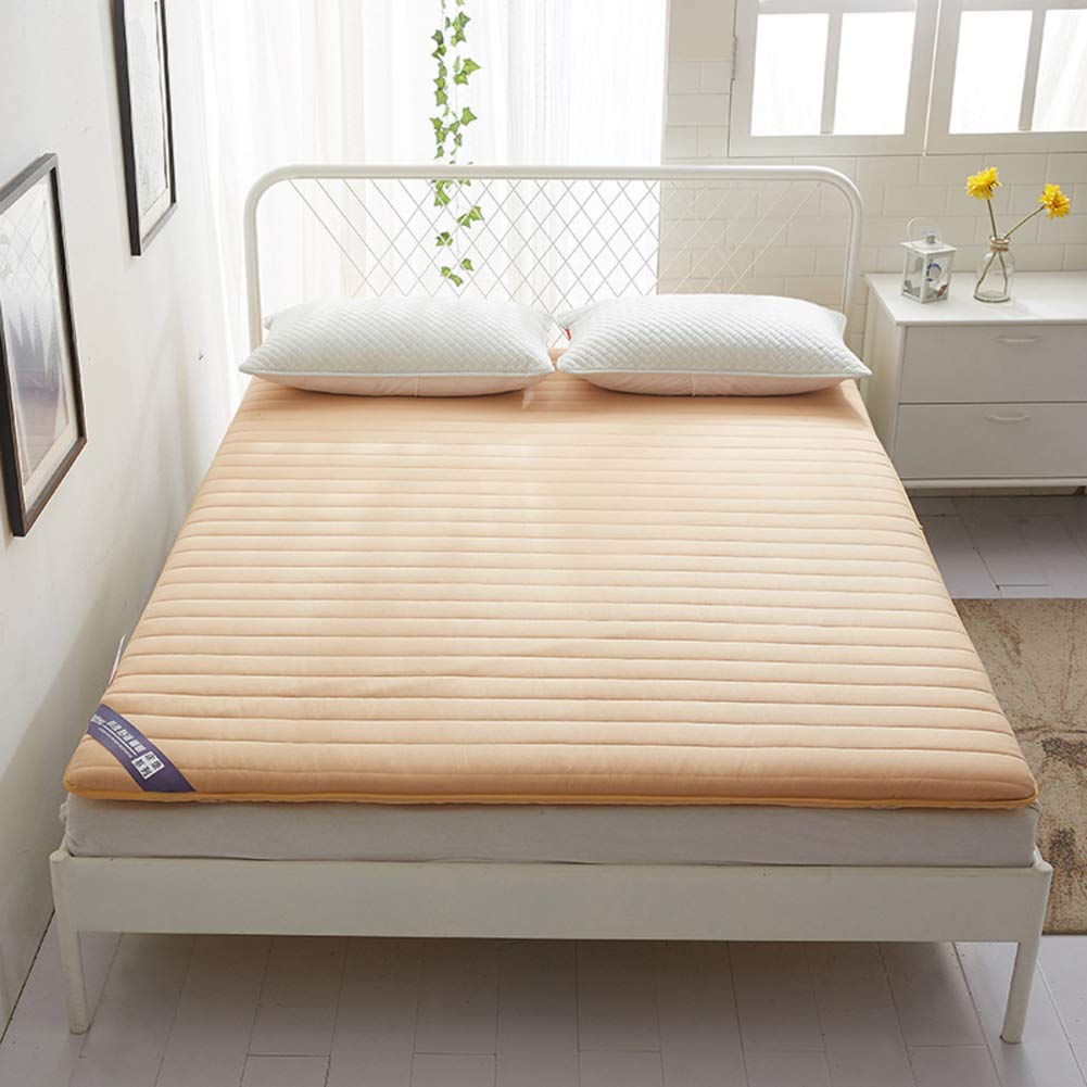 PLLXY Thicken Mattress Pad Cover,anti-skidding Mattress Topper Mattress Protector [student Dormitory] Twin Full Queen King-light Tan 150x200cm(59x79inch)