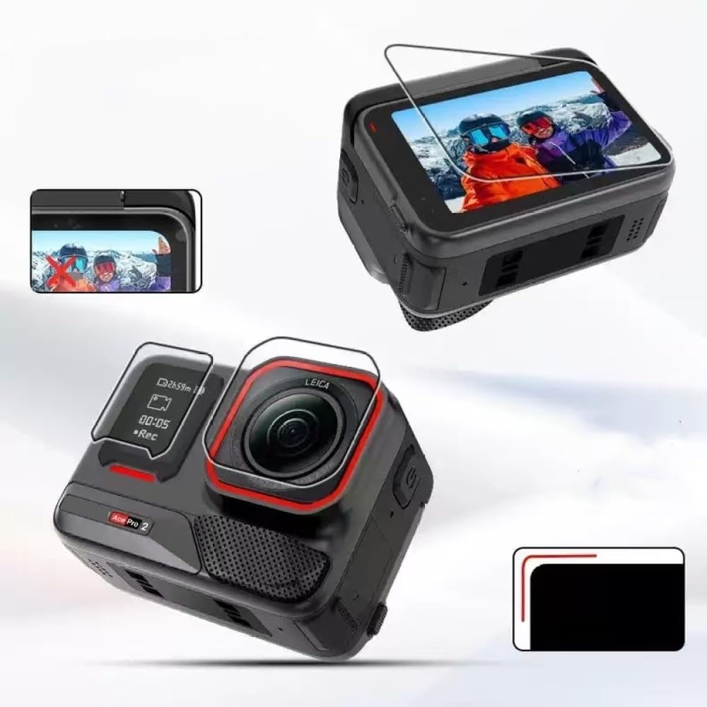 Zhixteu Screen Protector for Insta360 Ace Pro 2, Tempered Glass 9H Hardness Anti-Scrach Anti-Fingerprint Anti-Bubble Easy Installation (1 set)