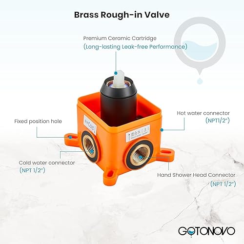 Miniatura 36 de gotonovo Juego de grifo de ducha tipo lluvia con sistema de molduras de ducha con cabezal de ducha de lluvia de 10 pulgadas, mezclador de baño