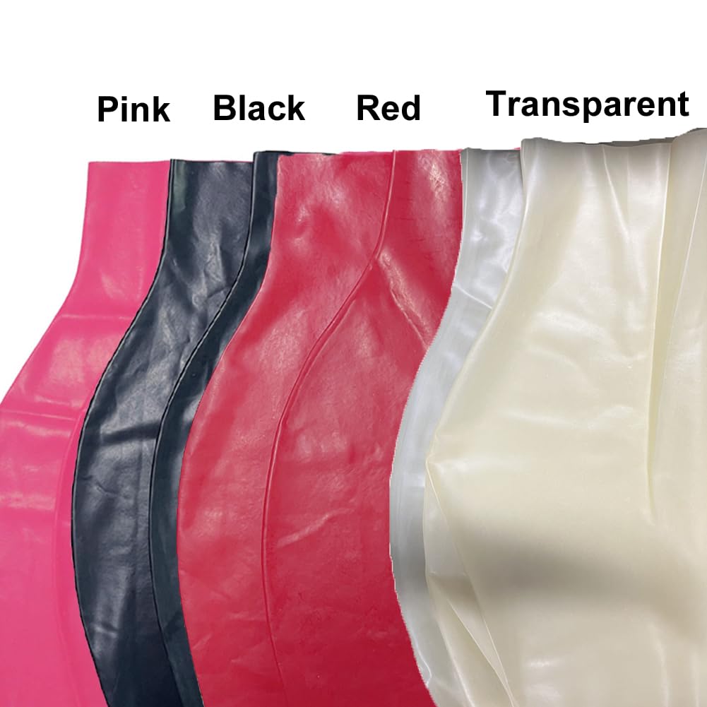 EXLATEX Women's Latex Rubber Gummi Black Mini Skirt: Large Pink