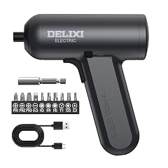 DELIXI Cordless Electric Screwdriver 4V Mini Cordless Drill Set with 1500mAh Battery 5N m Electric Torque Rechargeable Electric