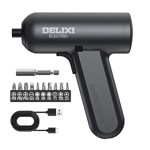 DELIXI Cordless Electric Screwdriver 4V Mini Cordless Drill Set with 1500mAh Battery 5N m Electric Torque Rechargeable Electric