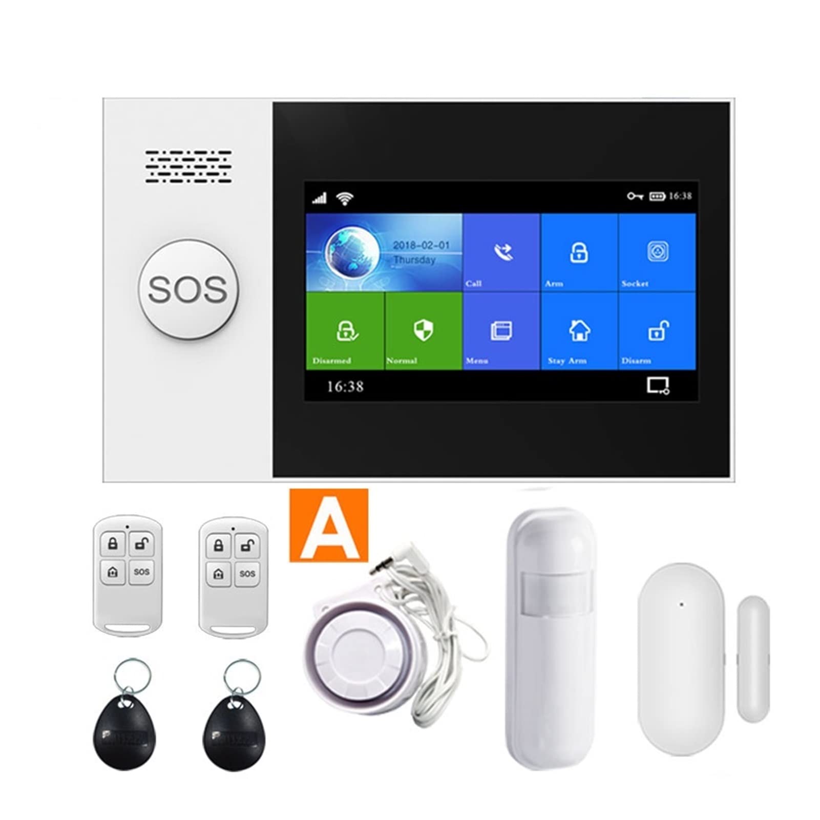 Kit Alarma Casa, PG-107 WIFI GSM TUYA SMARTARM SISTEMA DE SEGURIDAD DEL HOGAR CON PIR MOVIMIENTO SENSOR DEL SENSOR SENSOR RFID TARJETA DE SEGURIDAD DE ALARMA INALÁMBRICA(A 600MAH)