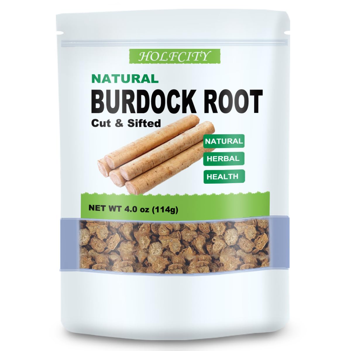 Natural Burdock Root Tea, Cut & Sifted, 4oz (114g), 100% Pure Burdock Granules for Herbal Tea, Rich in Antioxidants, Non-GMO, Resealable Bag​
