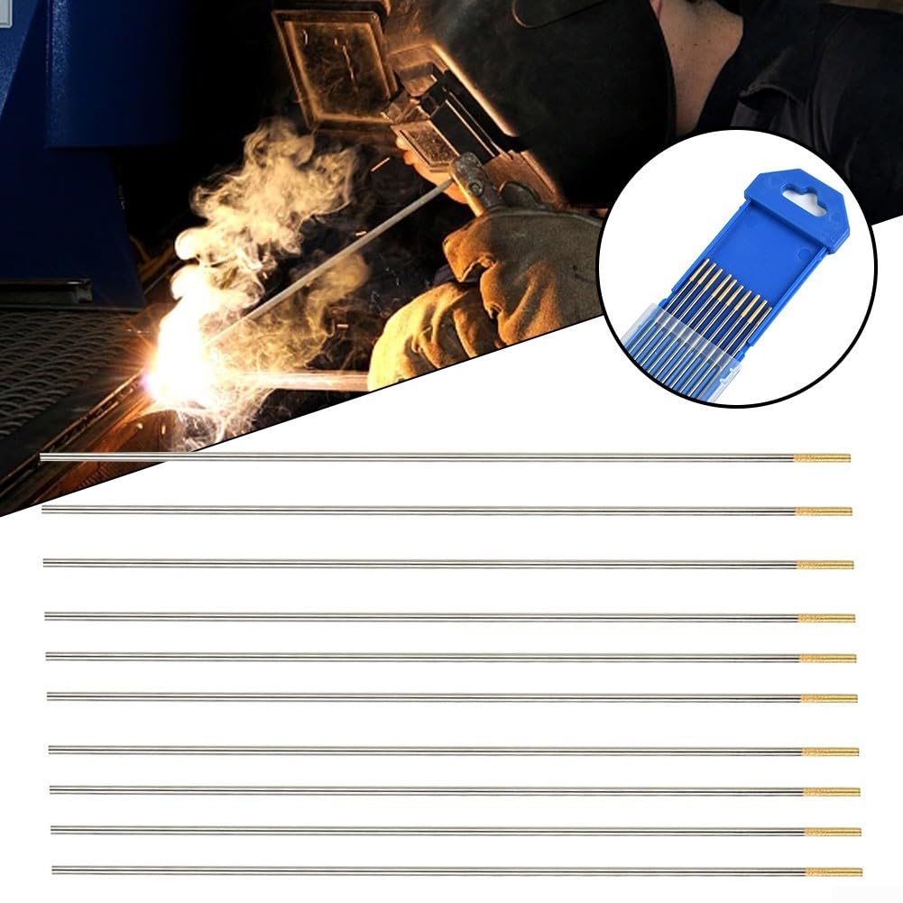 Wolframelektrode Gold Wolfram Elektrode WL15 für Edelstahl 10 Stück, ausgezeichneter Start (2,4 x 150 mm)