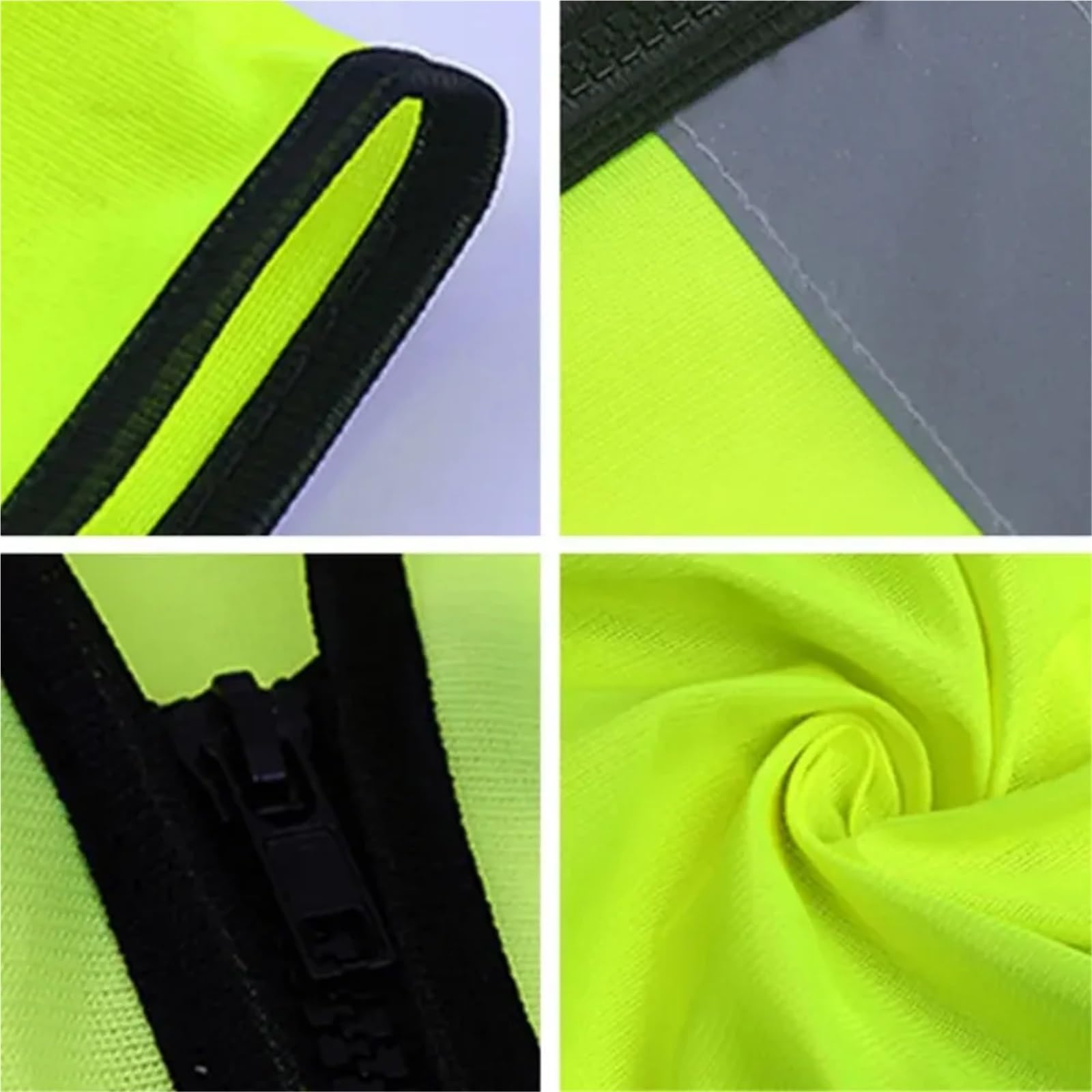 Chaleco Reflectante de Seguridad con Cuatro Cremalleras, for Obras construcción, saneamiento Ambiental y tráfico, múltiples Bolsillos(Yellow)