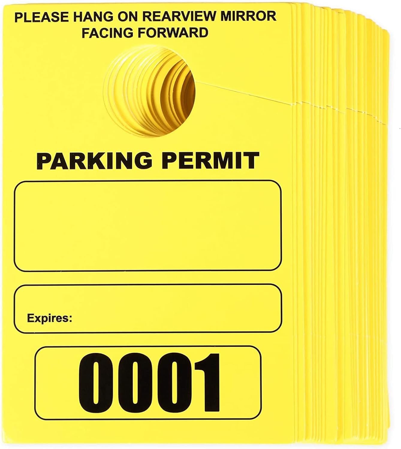 100 Pack Temporary Parking Permit Hang Tags Numbered 00010100, Hanging