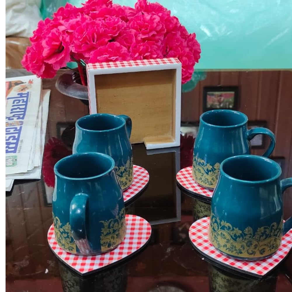 TrendyTrolley Set of 4 Heart Shape Tea Coasters | Love Design Cute Coffee & Tea Coaster Set | Home Decor & Gift for Him/Her | Decorative Home Decor Set 1