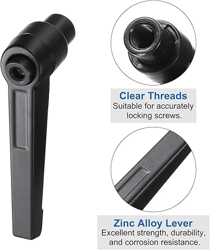 Miniatura 4 de uxcell 10 Uds. Palanca de sujeción Manijas ajustables M8 métrica hembra de nivel de rosca manija de mano Perillas de liberación rápida Negro para