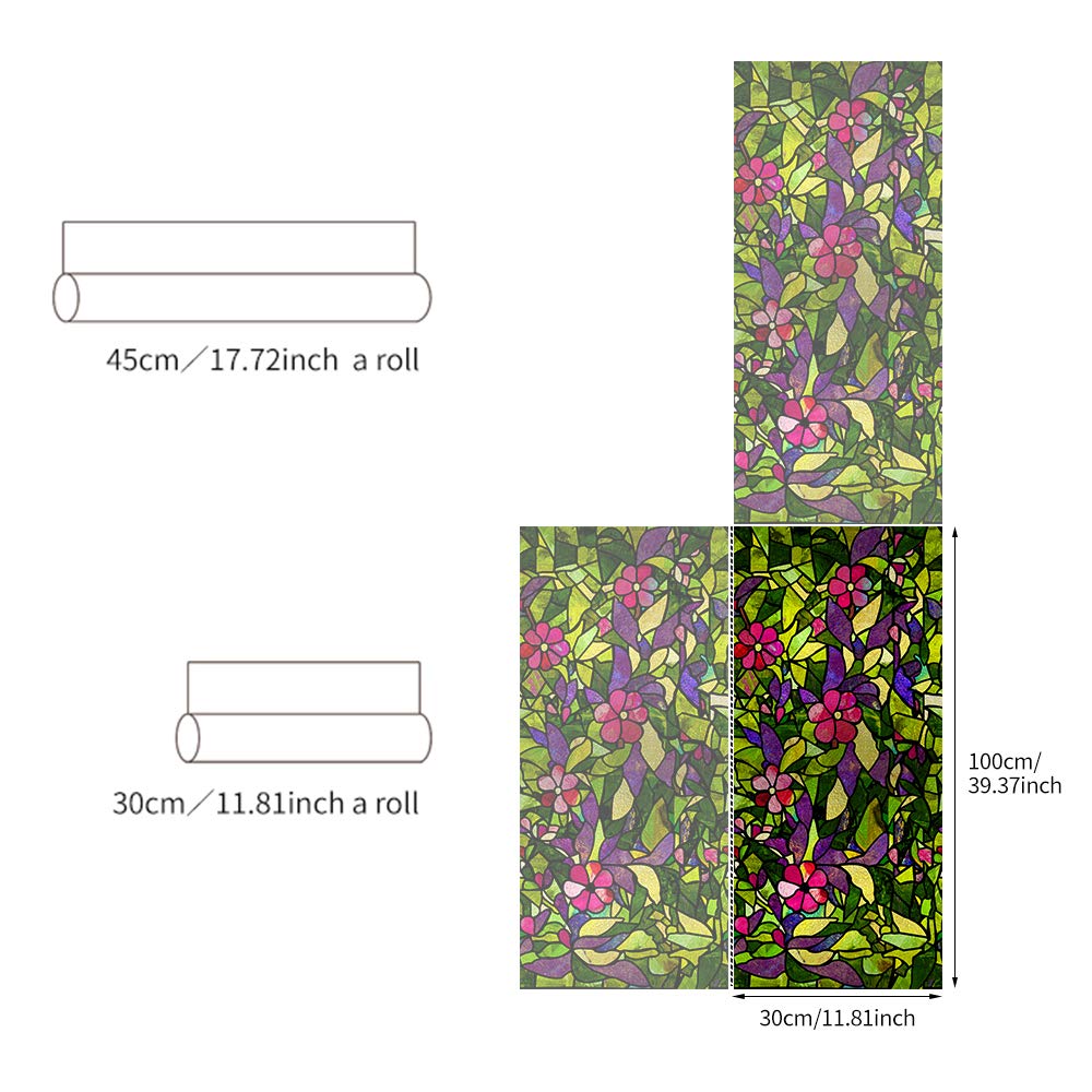 Funlife Pellicola Per Vetri Decorativa 90x300 Cm – Magnolia Blu Invernale, Static Non Adesiva, Facile Da Rimuovere