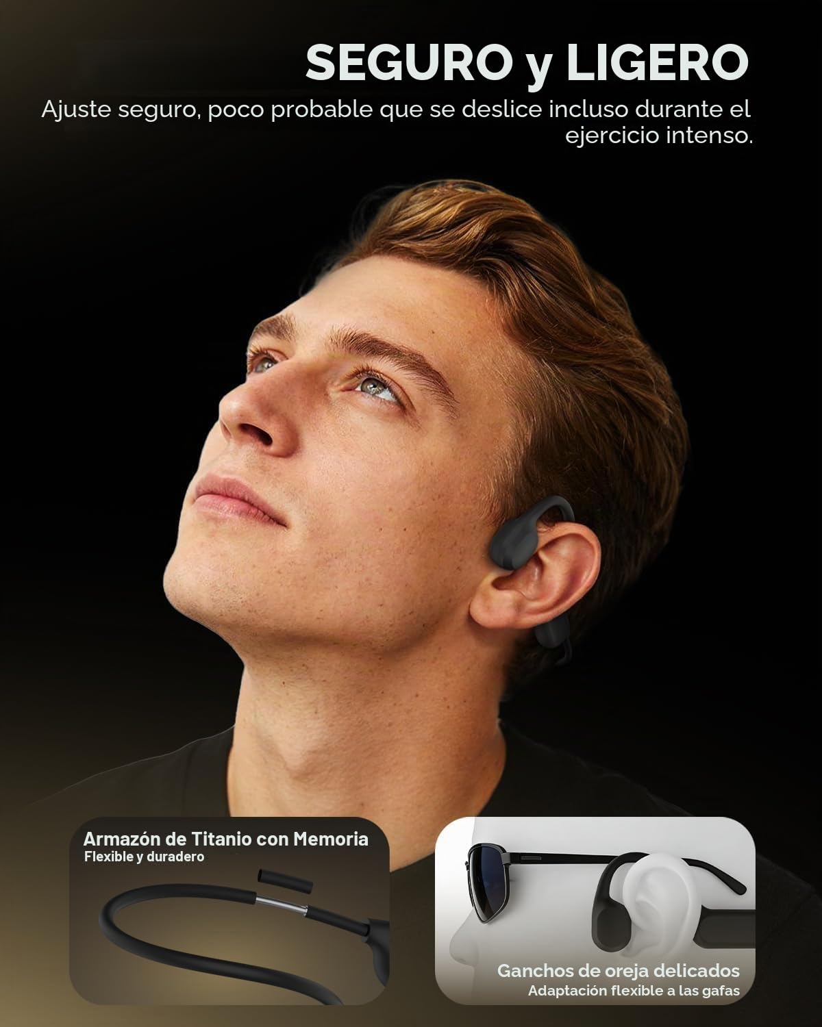 ANSTEN Auriculares Conducción Ósea Bluetooth 6.0 IPX8 Impermeable | Auriculares Óseos Inalámbricos Deportivos Open-Ear, Auriculares Deportivos Bluetooth para Running, Fitness, Ciclismo