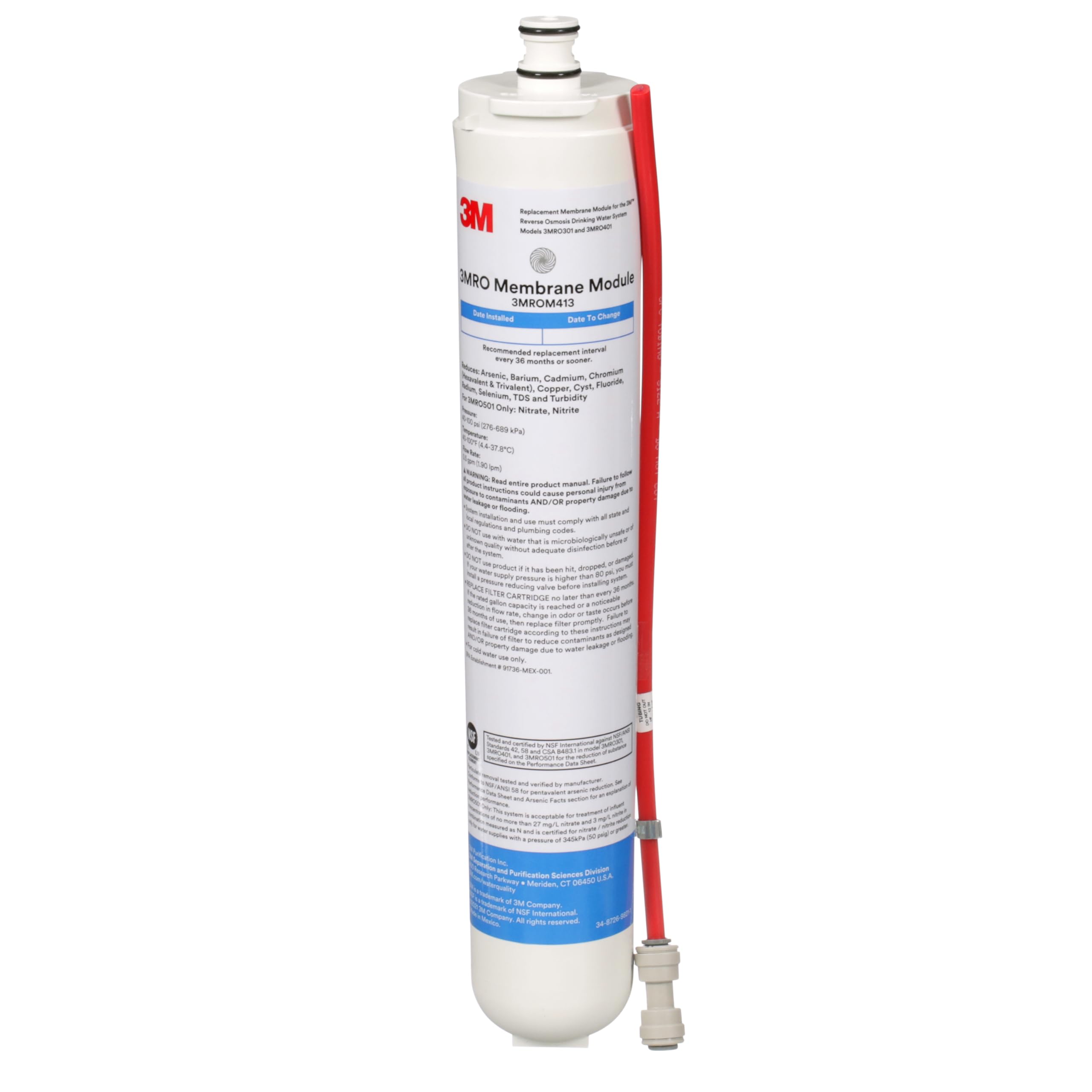 3M Water Filtration Undersink Reverse Osmosis Filter Membrane Cartridge 3MROM413