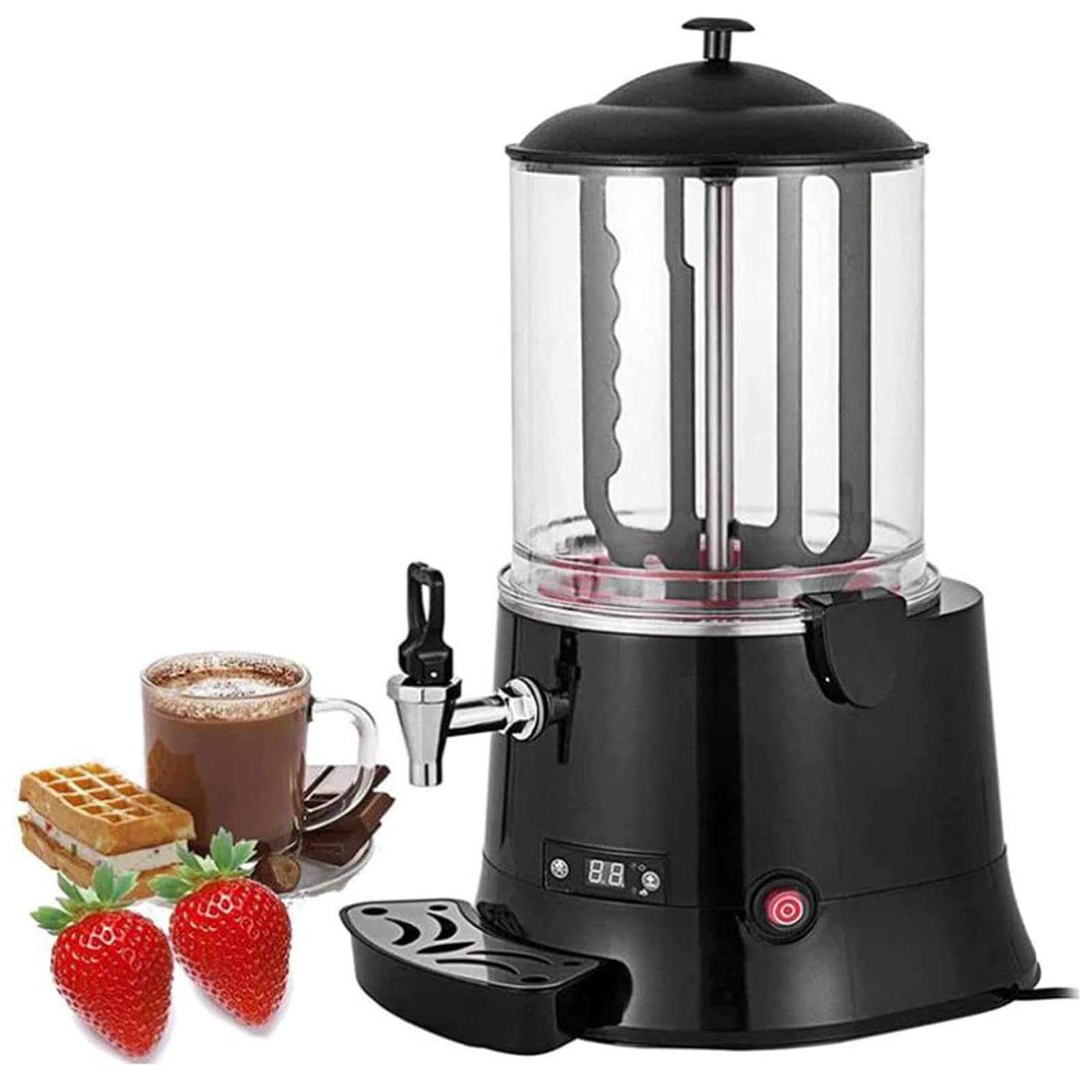 Machine À Chocolat Chaud Électrique Professionnelle De 10 L avec Distributeur Et Chauffe-Thé Au Lait, Dotée d'un Contrôle Tactile De La Température. Idéale pour Chauffer Chocolat C