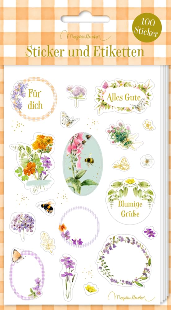 Marjolein Bastin Stickerbogen GartenLiebe – 5 Stickerbogen, 100 Sticker