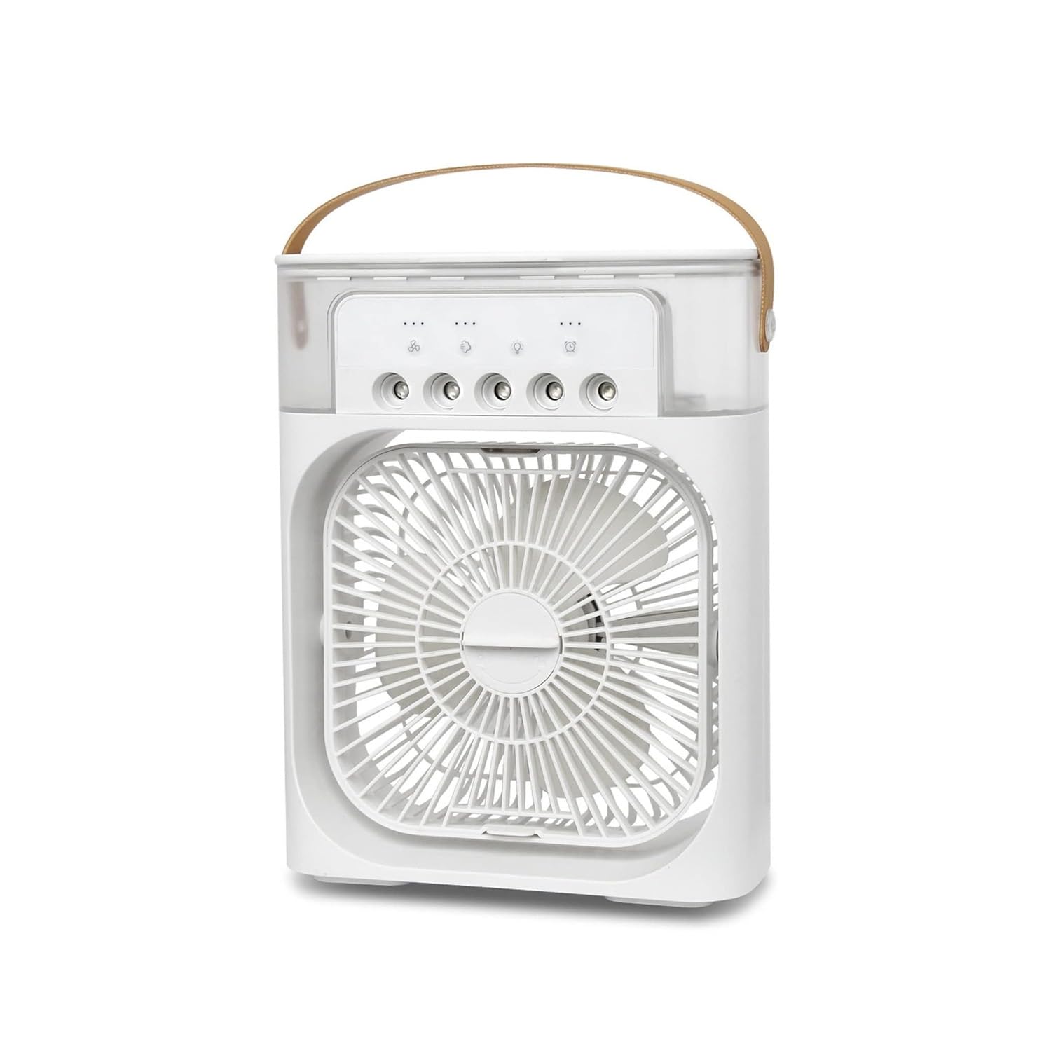 Wintem - Ventilatore Portatile Ricaricabile USB con Nebulizzatore, LED Multicolore, Timer, Aromaterapia e 3 Velocità, Ventilatore da Tavolo Compatto 21x36cm per Casa e Ufficio