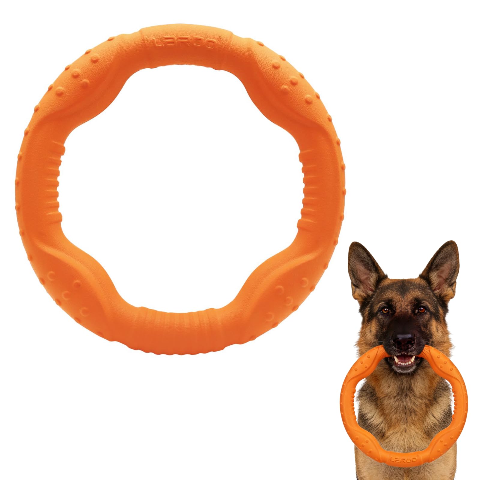 LaRoo Floatable Dog, Fetch Toy & Ring Tug Toy - Teething Relief, Catch, Water Fun, Pet Training Outdoor Durable Chew Toys for Small Medium Dogs (