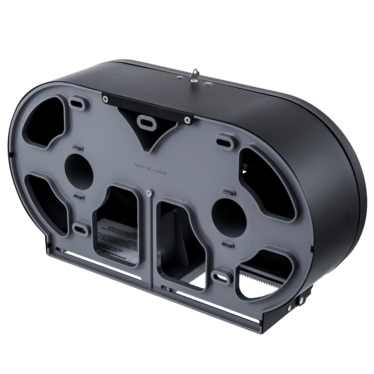 MyGift Dispensador de rollos de papel higiénico doble profesional de acero inoxidable negro mate, soporte de papel higiénico doble jumbo con cerradura y llave, para rollos de 9 pulgadas