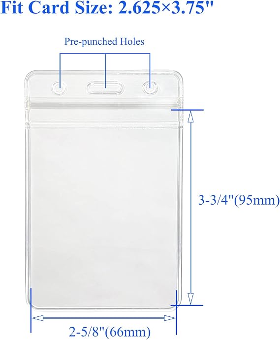 HOSL 50 Pcs Clear Plastic Vertical Name Tag Badge ID Card Holder