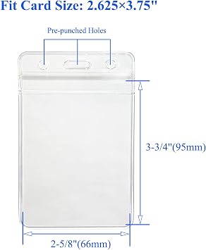 HOSL 50 Pcs Clear Plastic Vertical Name Tag Badge ID Card Holder