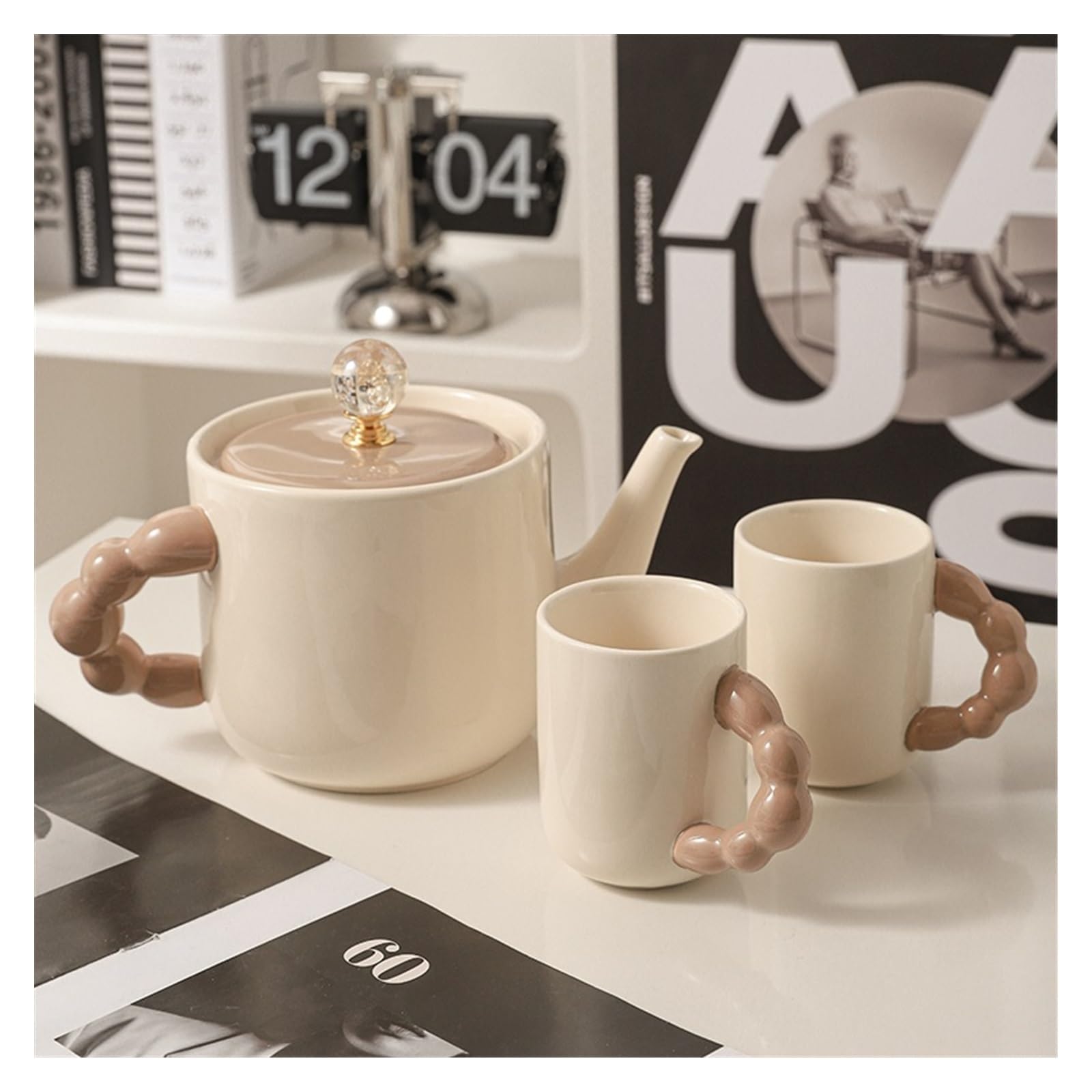 Dzbanek francuski kremowy styl ceramiczny zestaw do wody zestaw do herbaty z kwiatami prosty kreatywny dom salon czajnik na zimną wodę karafka na gorącą / zimną wodę (kolor: A)