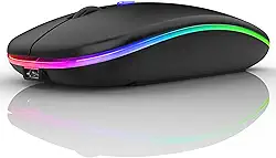 PEIBO Mouse sem fio Bluetooth para laptop, Mac, MacBook, iPad, MacBook Air, MacBook Pro, PC, desktop, Windows Chromebook Notebook (LED preto)